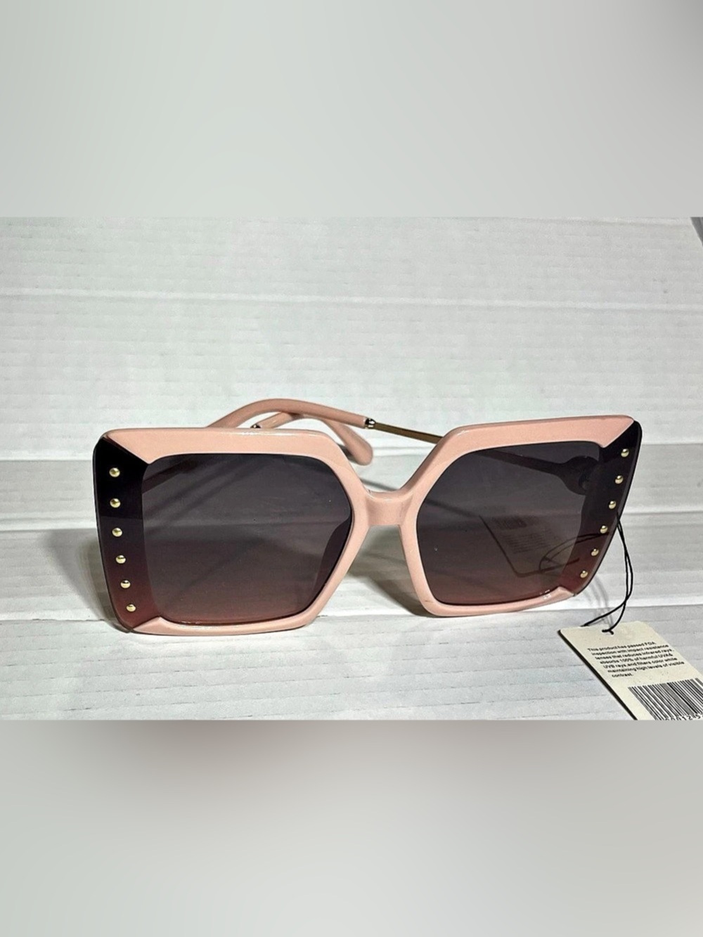 Studded Square Sunglasses in Pink & Black NWT